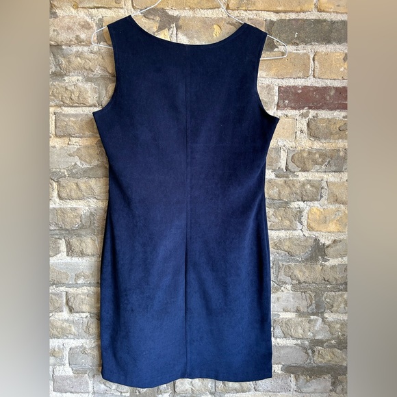 Vintage navy faux suede sleeveless shift dress 10P - Picture 7 of 8